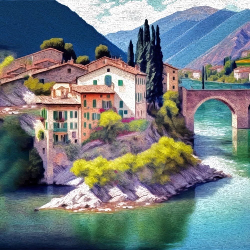 8x8 Italy Lovely‎ Fantasy Art Watercolor Oil Painting Print - Picture 2 of 6